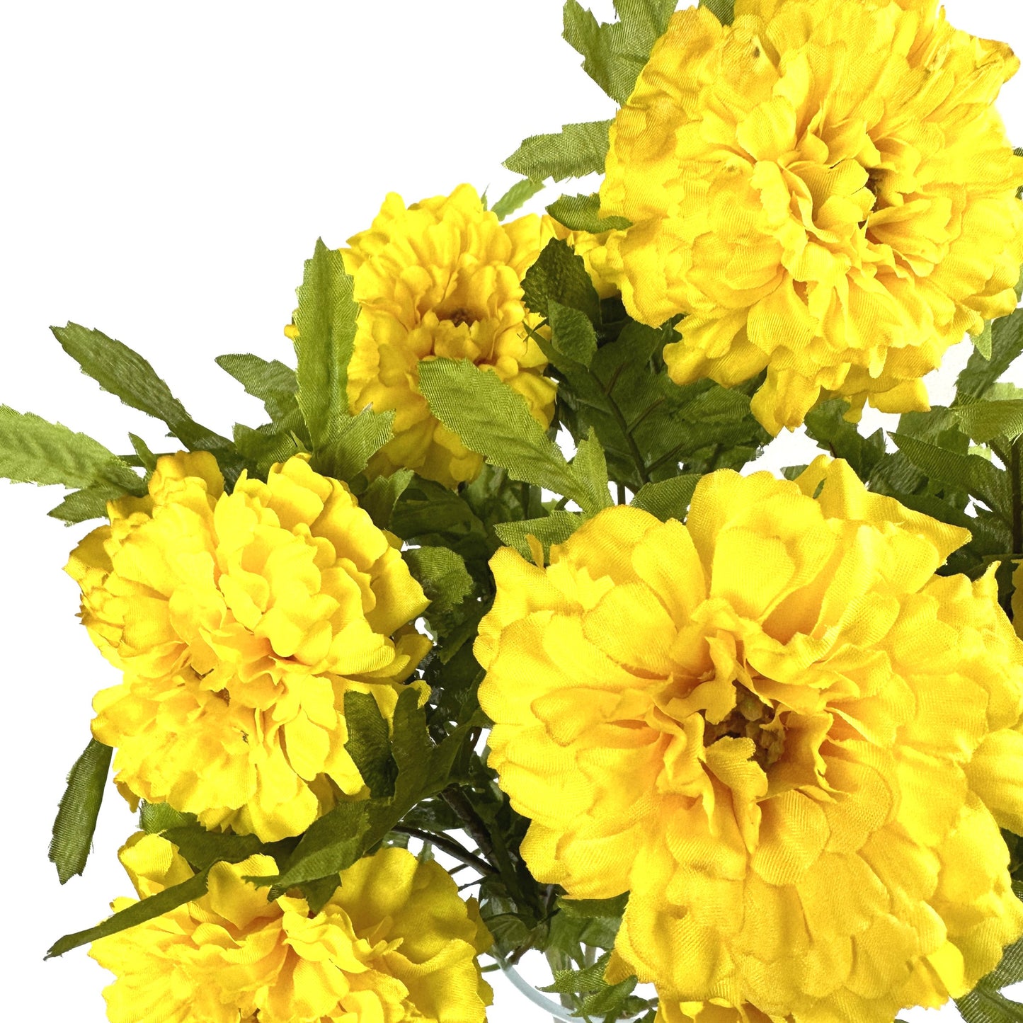 Artificial Marigold Bush 45cm - Yellow Flowers