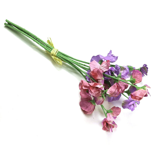 Artificial Sweet Pea Flower Bundle Lilac and Pink Faux Flowers