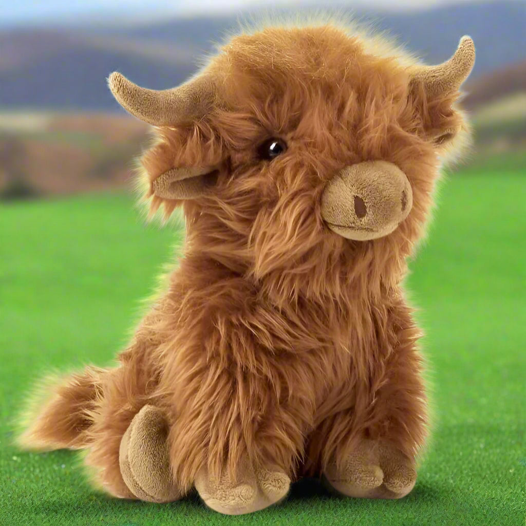 26cm Large Highland Cow Soft Toy Plush Scottish Cow – Devon