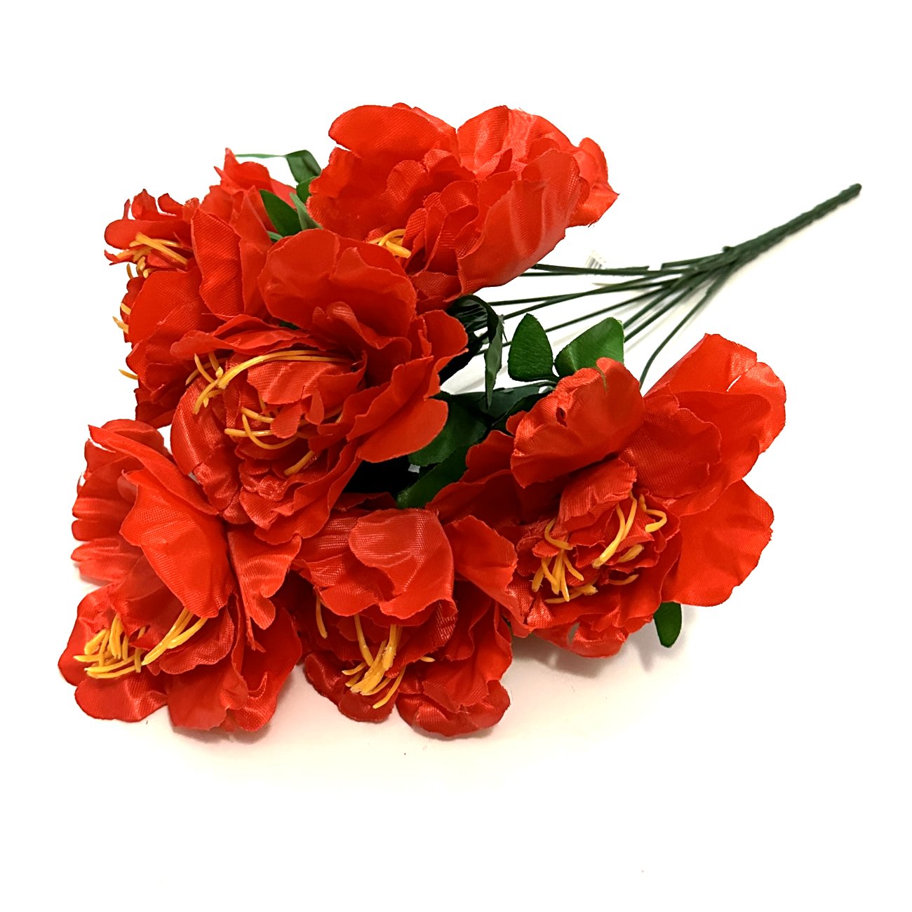 Artificial Peony Flower Bush with Faux Red Flowers