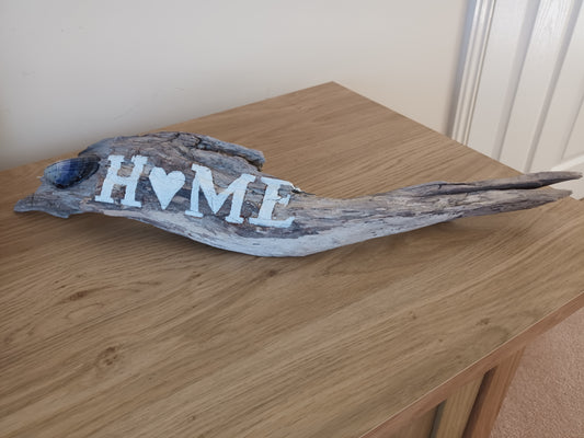 'Home' Original Devon Rustic Driftwood Table/Shelf Art