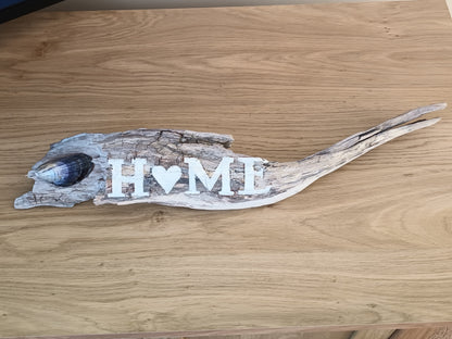 'Home' Original Devon Rustic Driftwood Table/Shelf Art