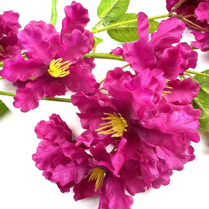Artificial Apple Blossom Branch 87cm - Dark Pink Flowers
