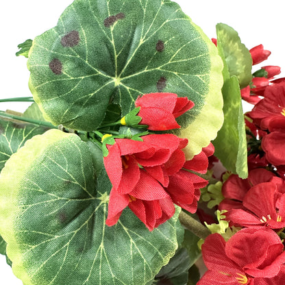 Artificial Geranium Bush With Red Flowers 38cm