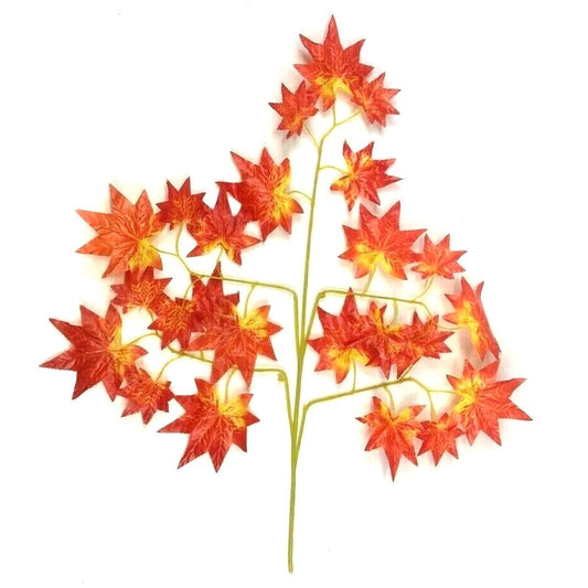 Artificial Autumn Maple Tree Branch With Faux Orange Leaves