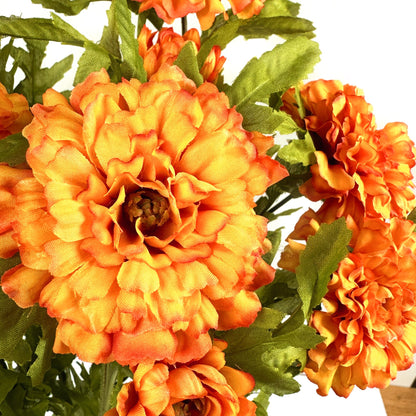 Artificial Marigold Bush 45cm - Orange Flowers