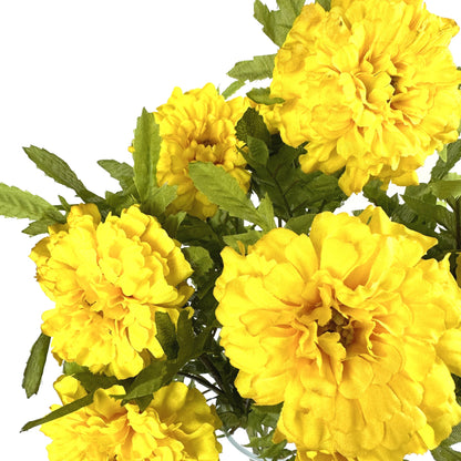 Artificial Marigold Bush 45cm - Yellow Flowers