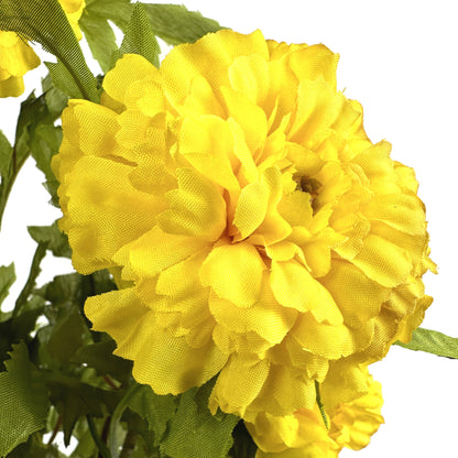 Artificial Marigold Bush 45cm - Yellow Flowers