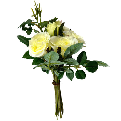 Artificial Rose Flower Bundle Bouquet 25cm - Cream