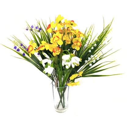 Artificial Springtime Flower Bundle - Daffodil, Bluebells Snowdrop