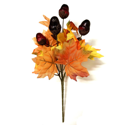 Artificial Autumn Leaf Bush with Faux acorns