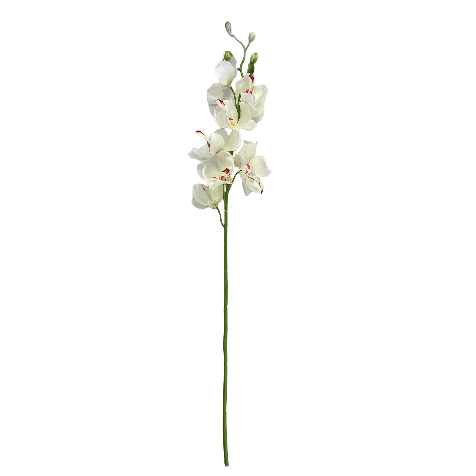 Artificial White Mokara Orchid Stem With Faux Flowers