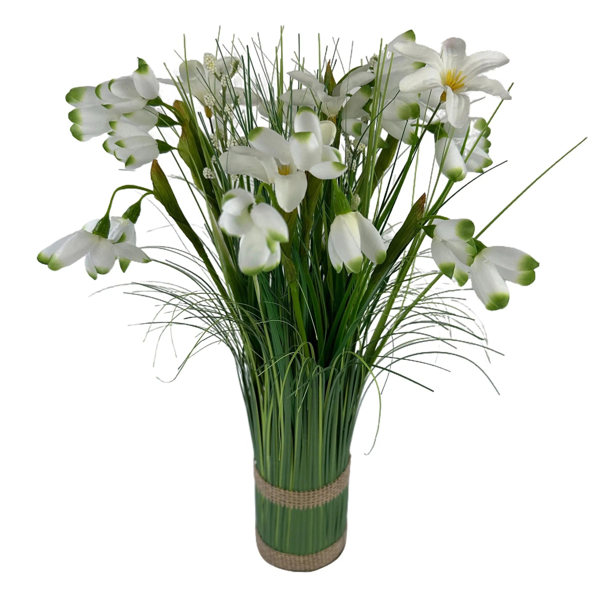 Artificial Grass and Snowdrops Flower Arrangement