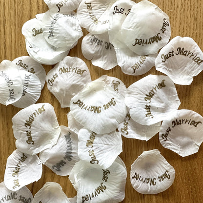 'Just Married' Artificial Petals White - Pack of 75