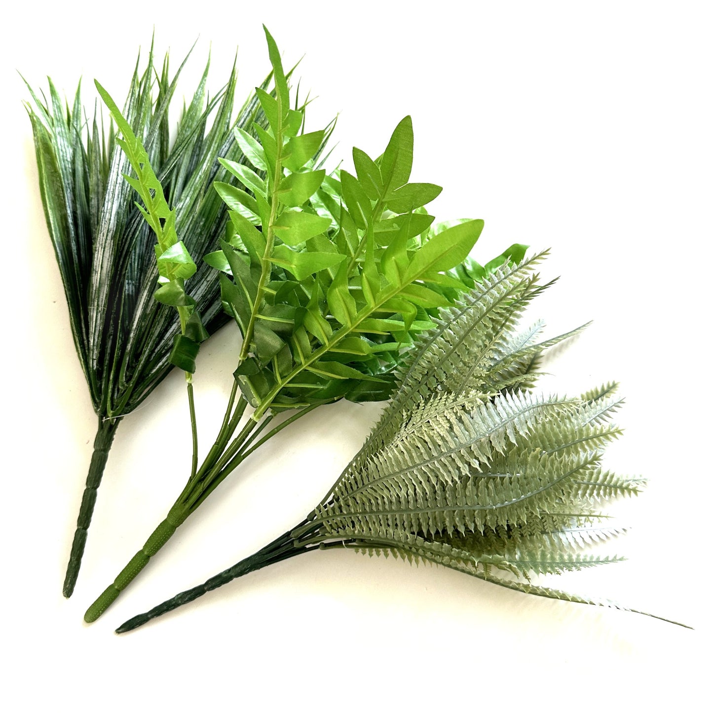 Artificial Plant 3pc Pack - Fern, Light Green Fern and Sword Grass Bushes