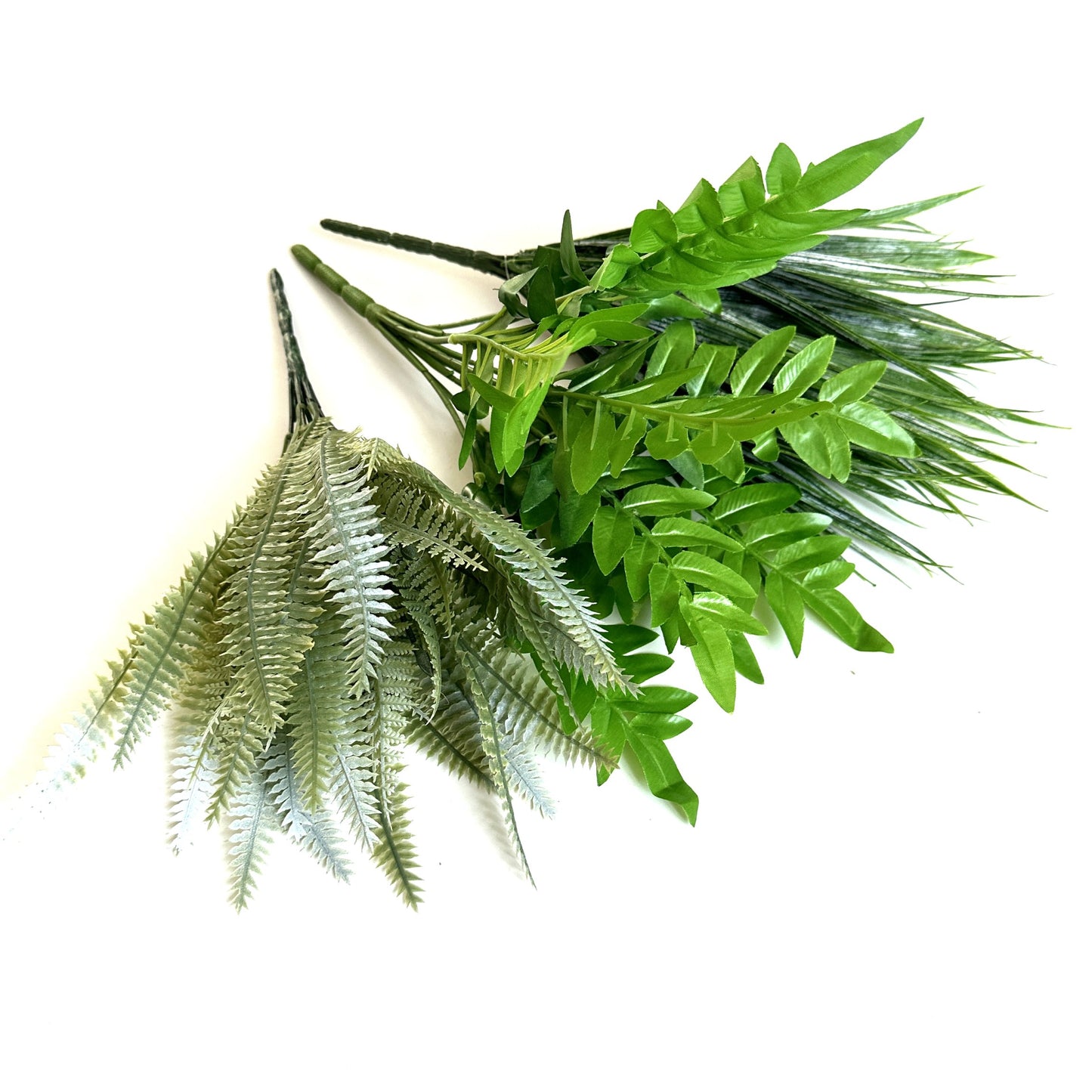 Artificial Plant 3pc Pack - Fern, Light Green Fern and Sword Grass Bushes