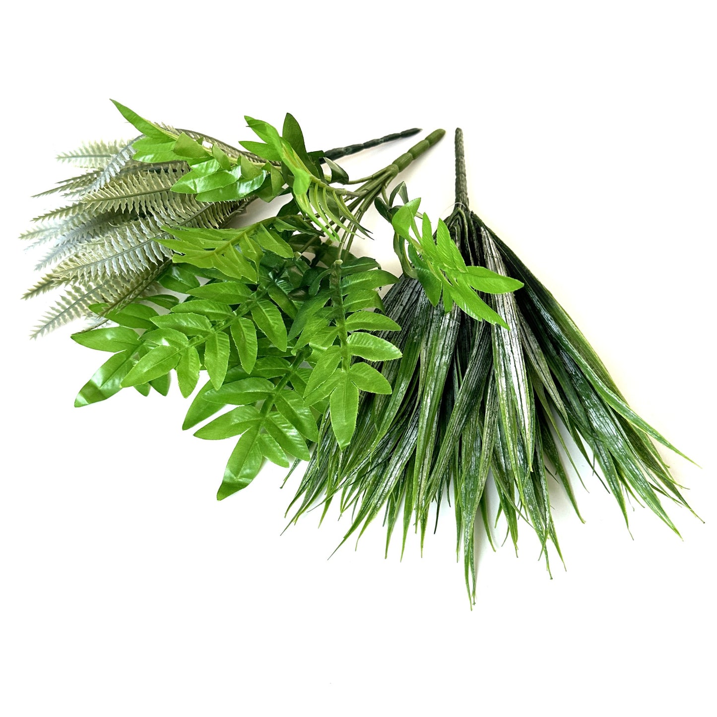 Artificial Plant 3pc Pack - Fern, Light Green Fern and Sword Grass Bushes
