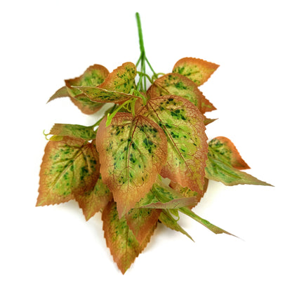 Artificial Coleus Bush Plant with Green and Orange Foliage 34cm
