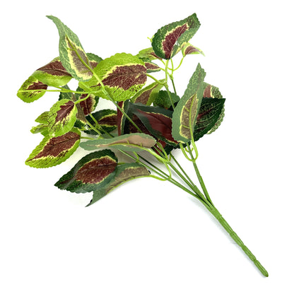 Artificial Coleus Bush Plant with Green and Red Foliage 34cm