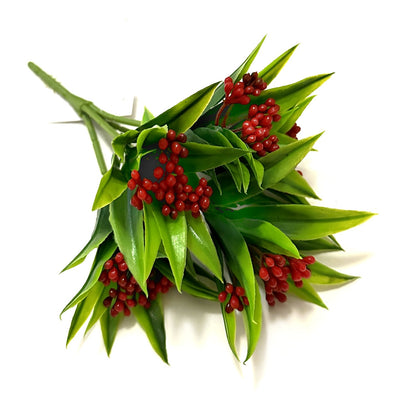 Artificial Red Berry Bush Christmas Foliage Decoration