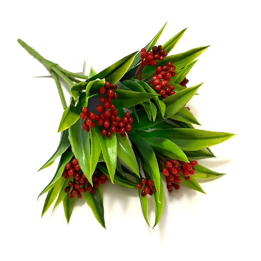 Artificial Red Berry Bush Christmas Foliage Decoration