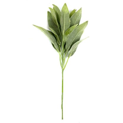 Artificial Sage Pale Green Leaf Spray Flocked Leaves 32cm