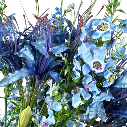 Artificial Blue Nerine and Catmint Tall Faux Flower Arrangement