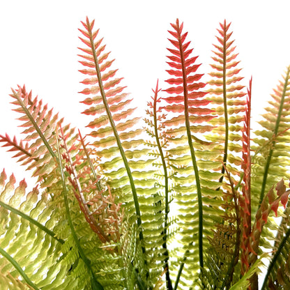 Artificial Red and Green Fern Bush 34cm