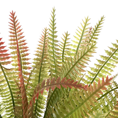 Artificial Red and Green Fern Bush 34cm