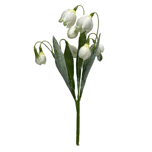 Artificial Snowdrop Flower Spray With Snow