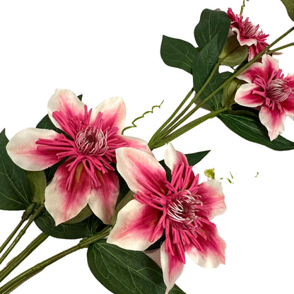 Artificial Clematis Pink and White Flower Stem 78cm