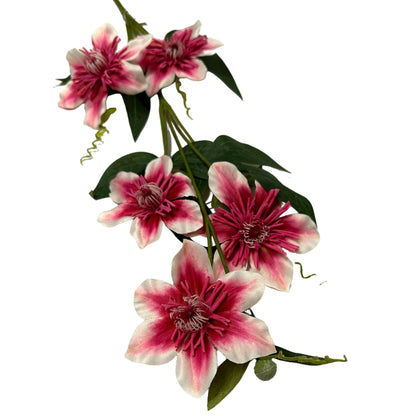 Artificial Clematis Pink and White Flower Stem 78cm