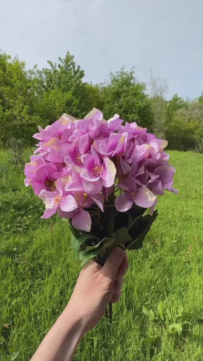 Artificial Hydrangea Flower Bush 30cm - Light Purple