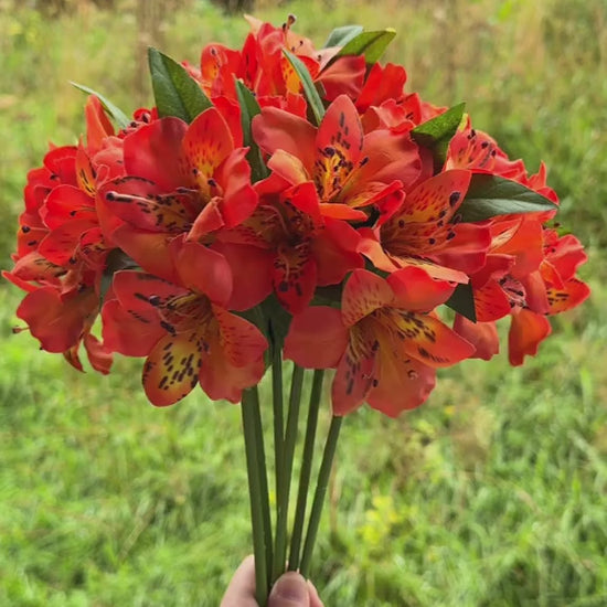 Artificial Orange Alstroemeria Flower Stem