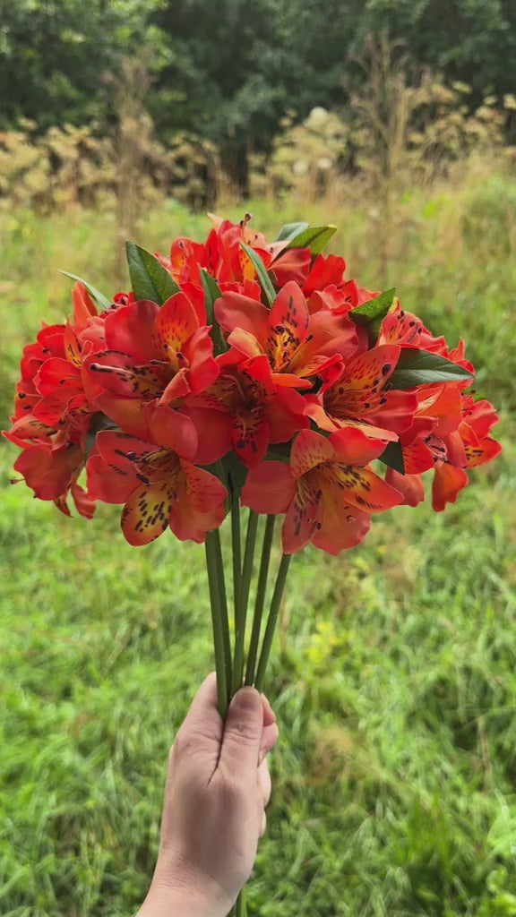 Artificial Orange Alstroemeria Flower Stem
