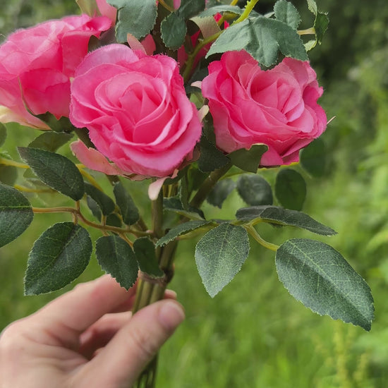 Artificial Pink Rose Flower Bundle Bouquet Video