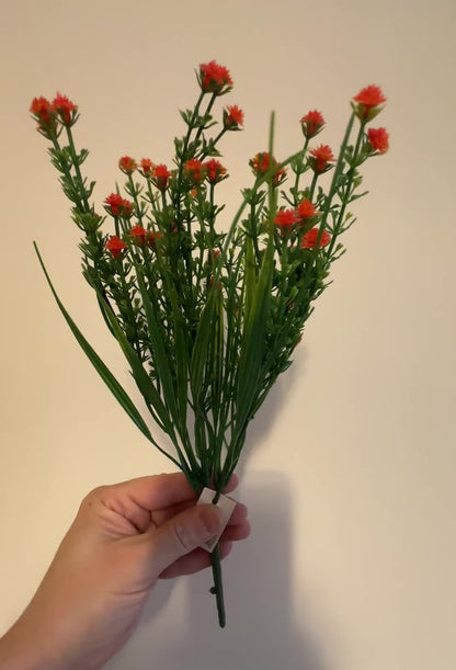 Artificial Gypsophila Bush 30cm with Orange Flowers
