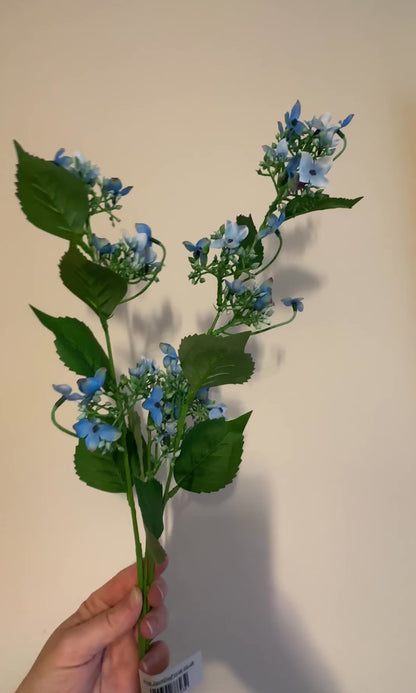 Artificial Wild Hydrangea Blue Flower Stem 83cm