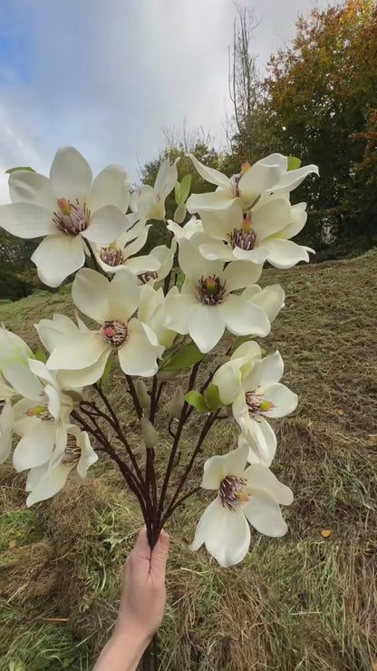 Artificial Cream Magnolia Flower Branch