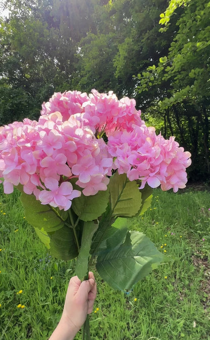 Artificial Hydrangea Flower Stem Pink - 69cm