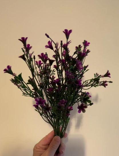 Artificial Caltha Bush with Purple Flowers 35cm