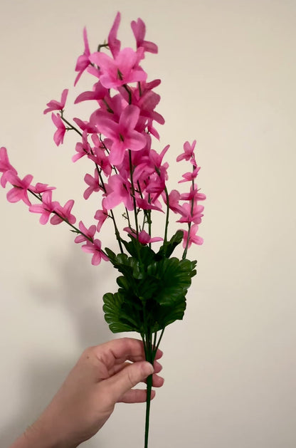 Artificial Forsythia Blossom Bush with Pink Flowers 40cm