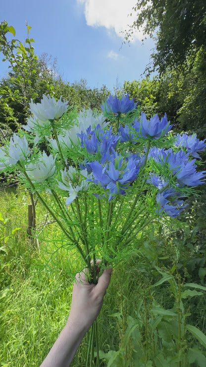 Artificial Nigella Flower Stem 57cm - White