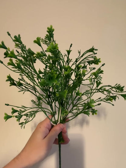 Artificial Caltha Bush with Green Flowers 35cm