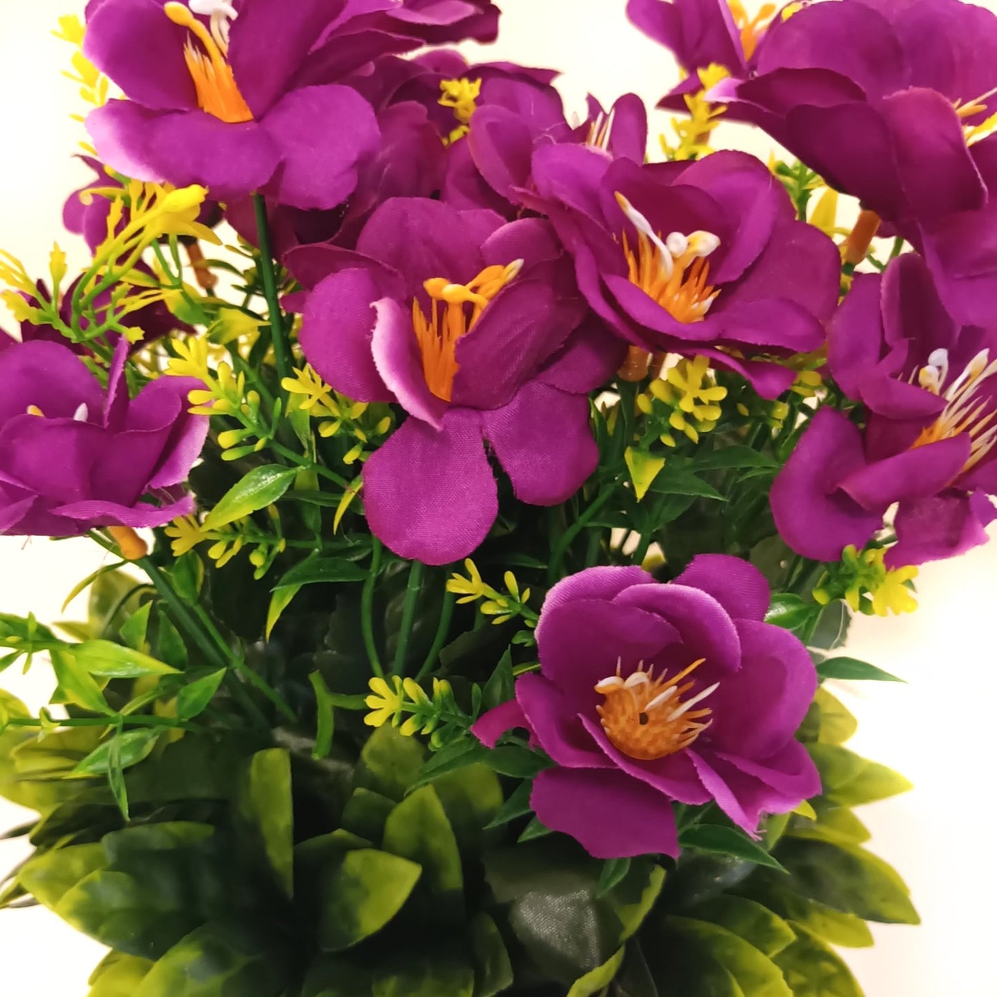 31cm Artificial Purple Cosmos Flowers in Metal Bucket Container
