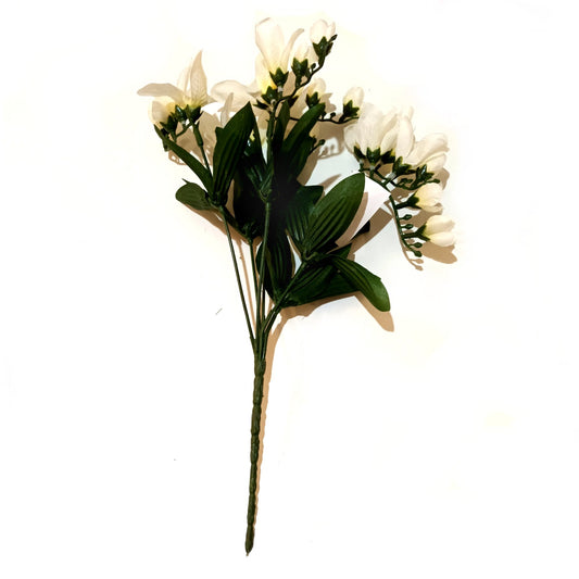 Artificial Freesia Bush with White Flowers 35cm