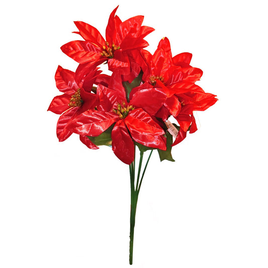 Artificial Poinsettia flower bush faux christmas plant
