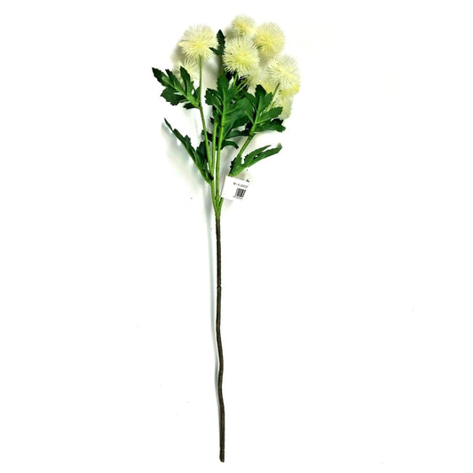 Artificial Pompom Dahlia Flower Stem Ivory 56cm