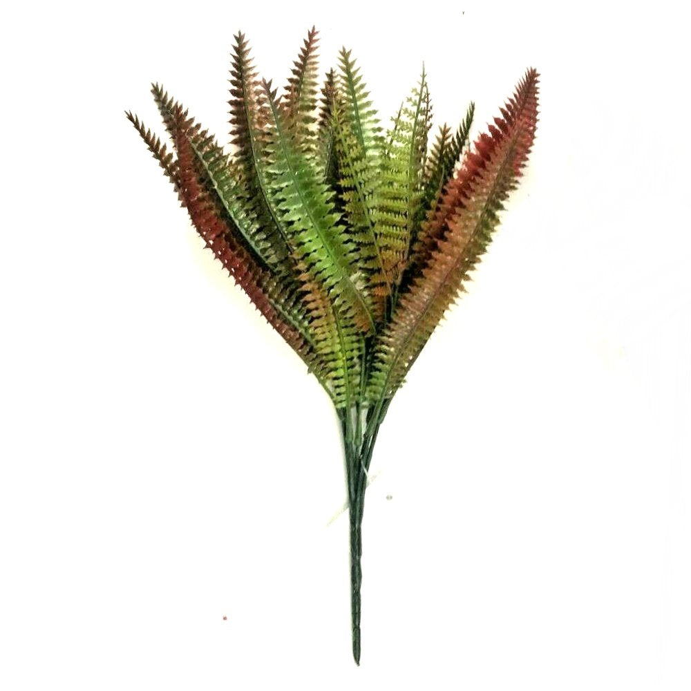 Artificial Red and Green Fern Bush
