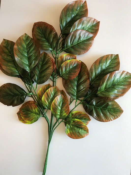 Pack of 3 Artificial Rose Leaf Sprays Extra Large - 70 cm - Green/Red Leaves